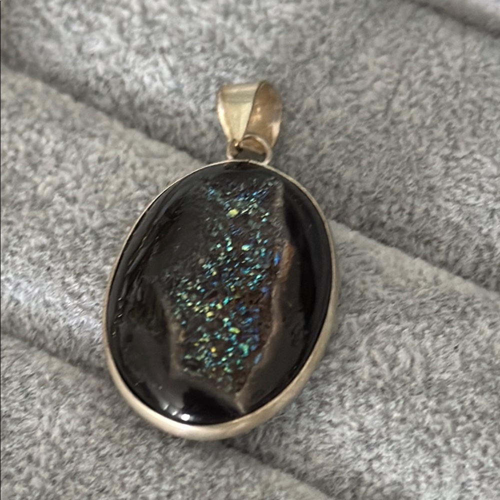 Opal Sterling Silver Druzy Quartz Pendant